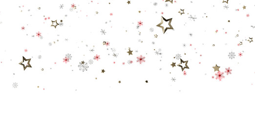 Elegant and festive design with falling golden stars and snowflakes on a clean white backdrop. Perfect for holiday greetings and winter season d