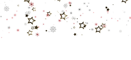 Elegant holiday background featuring scattered golden stars and snowflakes against a clean white backdrop. Perfect for Christmas, New Year or wi