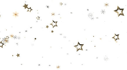 Sparkling gold stars and snowflakes on white. Perfect for holiday, celebration, and winter designs.