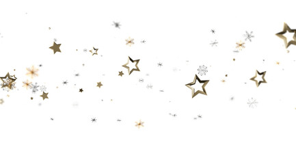Elegant festive background with gold stars and snowflakes. Perfect for holiday designs.