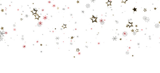 Christmas holiday background with gold stars and snowflakes. Perfect for greeting cards or festive projects. Featuring elegant holiday season el