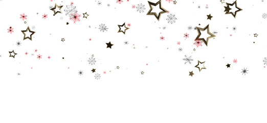 Festive illustration of stars and snowflakes on a white background perfect for Christmas New Year and celebration designs.