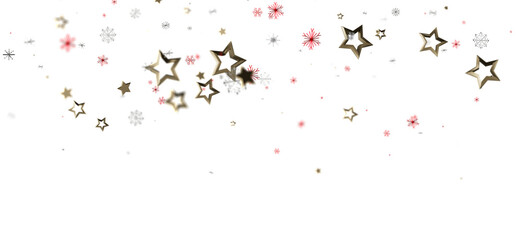 Elegant gold stars and snowflakes falling on a white background. Perfect for Christmas, holidays, celebrations, and festive designs. Ideal for i
