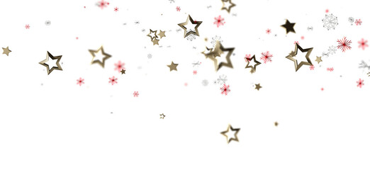 Elegant Christmas background with falling gold stars and red and white snowflakes. Ideal for holiday designs, festive celebrations, and winter-t