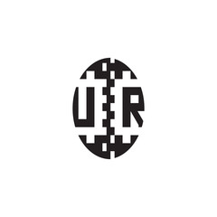 Bold Unique Design UR Pixel Logo Concept Alphabet Monogram Initial Alphabet