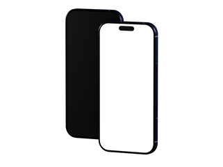 High-quality image of two smartphones, one with a black screen and one with a white screen, perfect for app presentations or tech des