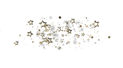 Elegant holiday design with gold stars and snowflakes. Perfect for Christmas, New Year, and winter celebrations.