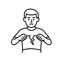 Vector line icon man tearing a sheet of paper on a white background
Vector line icon on a white background