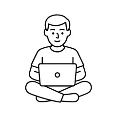Vector line icon man with a laptop on his lap on a white background
Vector line icon on a white background