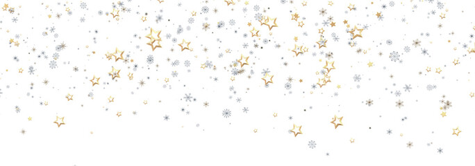 Beautiful winter holiday background with gold and silver stars and snowflakes. Perfect for Christmas and New Year.