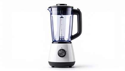 A modern white and black kitchen blender with a clear pitcher on a white background, ready for use.
