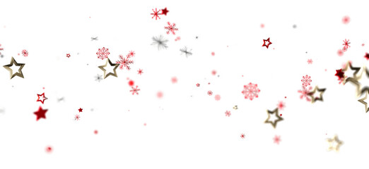 Naklejka premium Festive winter design. Perfect for Christmas, New Year, holidays. Red and gold stars and snowflakes on white.