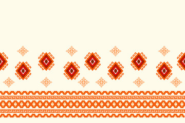 Ikat ethnic geometric abstract embroidery oriental traditional seamless pattern. Native geometry decorative design for fabric, clothing, wallpaper, background, interior, decoration, illustration