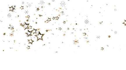Elegant holiday background with gold stars, silver snowflakes. Perfect for cards, banners, and celebrations.