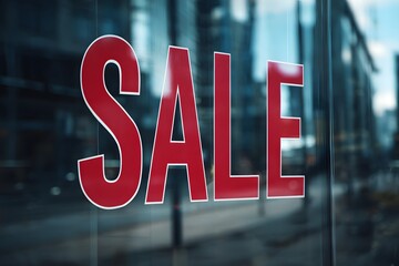Close-up of a red tag with the word SALE written in bold white letters, retail discount concept, marketing promotion label, shopping and seasonal offer background for advertising and e-commerce