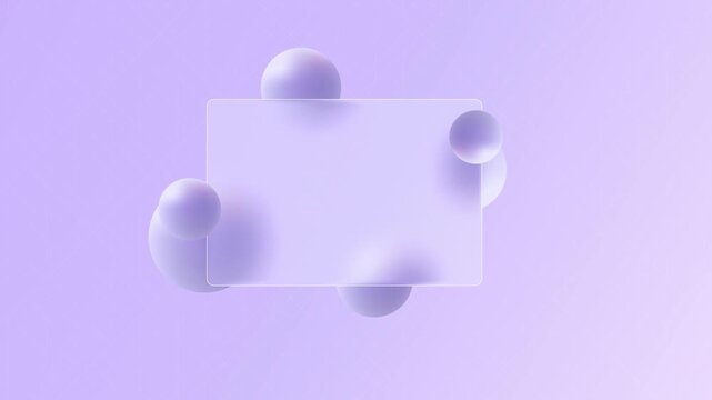 Glass morphism Background, Transparent rounded rectangle glass frame background, realistic liquid glass morphism user interface with 3D spheres smooth blur.