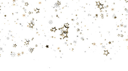 Sparkling gold stars and snowflakes on white. Perfect for holiday designs.