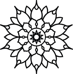 intricate flower mandala with hidden animals vector illustration on transparent background