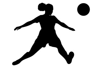 Athletic female figure preparing for a high control in a technical ball play