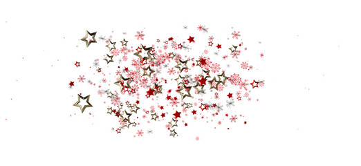 Naklejka premium Christmas background with red and gold stars and snowflakes on white. Ideal for holiday designs, festive greetings, winter themes, and celebrati