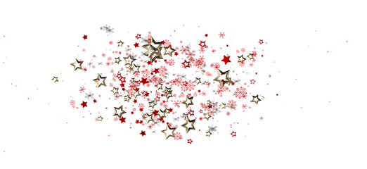 Abstract background with stars and snowflakes in red and gold on a white background. Perfect for Christmas, festive designs, and winter holiday
