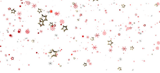 Festive winter background with red and gold stars and snowflakes. Perfect for holidays.