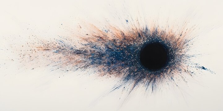 Abstract burst painting with dark center on white background