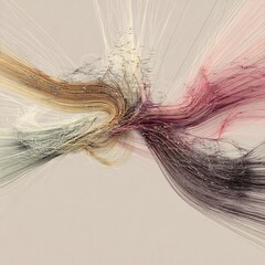 Dynamic Abstract Data Visualization with Swirling Interconnected Lines and Colorful Network Patterns