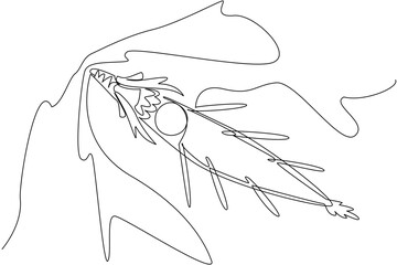 Continuous one line drawing dragon boat containing drums without passengers sailing on the sea. Annual celebration festival. Holiday. Dragon Boat Festival. Single line draw design vector illustration