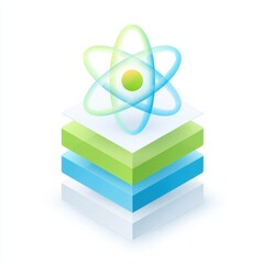 Visual Representation of Atomic Structure with Layered Geometric Shapes Showcasing Energy and Scientific Concept of Matter and Atoms