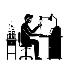 Fototapeta premium Scientist working in medical research lab with test tubes for International Doctor's Day 