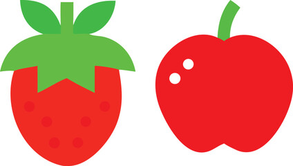 Flat Design Strawberry Vector Illustration in Minimal Style for Healthy Food and Fruit Concept