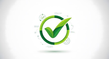 Green checkmark inside a circular progress bar, signifying completion and ecofriendly process