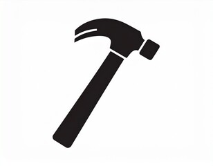 Minimal black silhouette of a hammer on white background, simple vector icon style