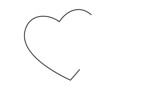 Animated self drawing of continuous line draw. contour heart for design love, romance, greeting wedding. Shape one heart. Full length one line animation. 4K