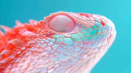 Colorful iguana close-up, vibrant scales reflecting light, showcasing unique textures and hues, ideal for nature themes.