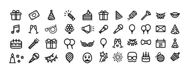 Hand drawn doodle icons for celebrations and parties