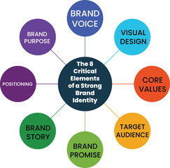Infographic Discover the eight critical elements for a strong brand identity success, brand elements guide