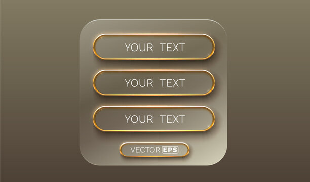 Button menu frame, UI Panel with Gold Trim and Four Buttons. Vector illustration - Powered by Adobe