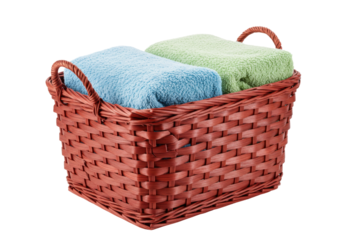 Isolated Basket Full of Towels for Bathroom or Laundry Room Organization and Decoration