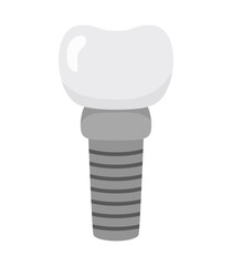 Dental implant cartoon icon illustration in flat style