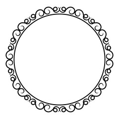 Elegant ornamental round frame – Decorative circular outline with swirl accents for invitations, posters, and greeting cards.