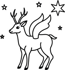 Obraz premium magical deer with wings in starry forest coloring
