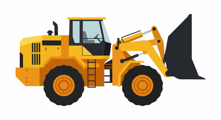 Fototapeta premium Yellow construction loader machine isolated on white background.