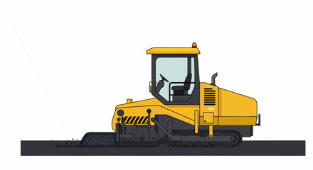 Obraz premium Heavy duty yellow road roller for road construction and paving.