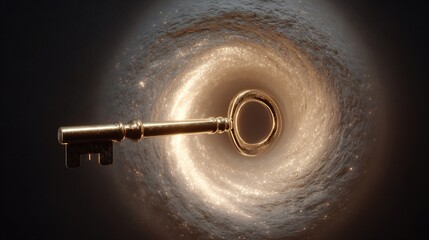 Golden Key Unlocking Sparkling Cosmic Vortex of Opportunity and Success