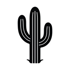Vector icon of cactus, Black silhouette isolated on white background.