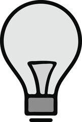 Simple Light Bulb Illustration with Thick Black Outline Depicting Innovation and Illumination in a Cartoon Style