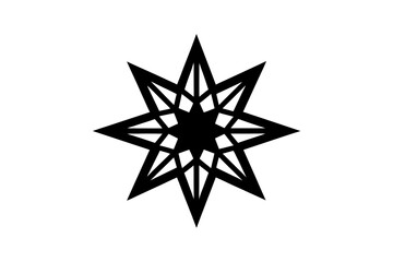 Geometric eight pointed star shape on transparent background silhouette
