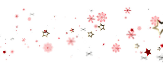 Beautiful winter background with red and gold stars and snowflakes. Perfect for holiday cards, invitations, and more.